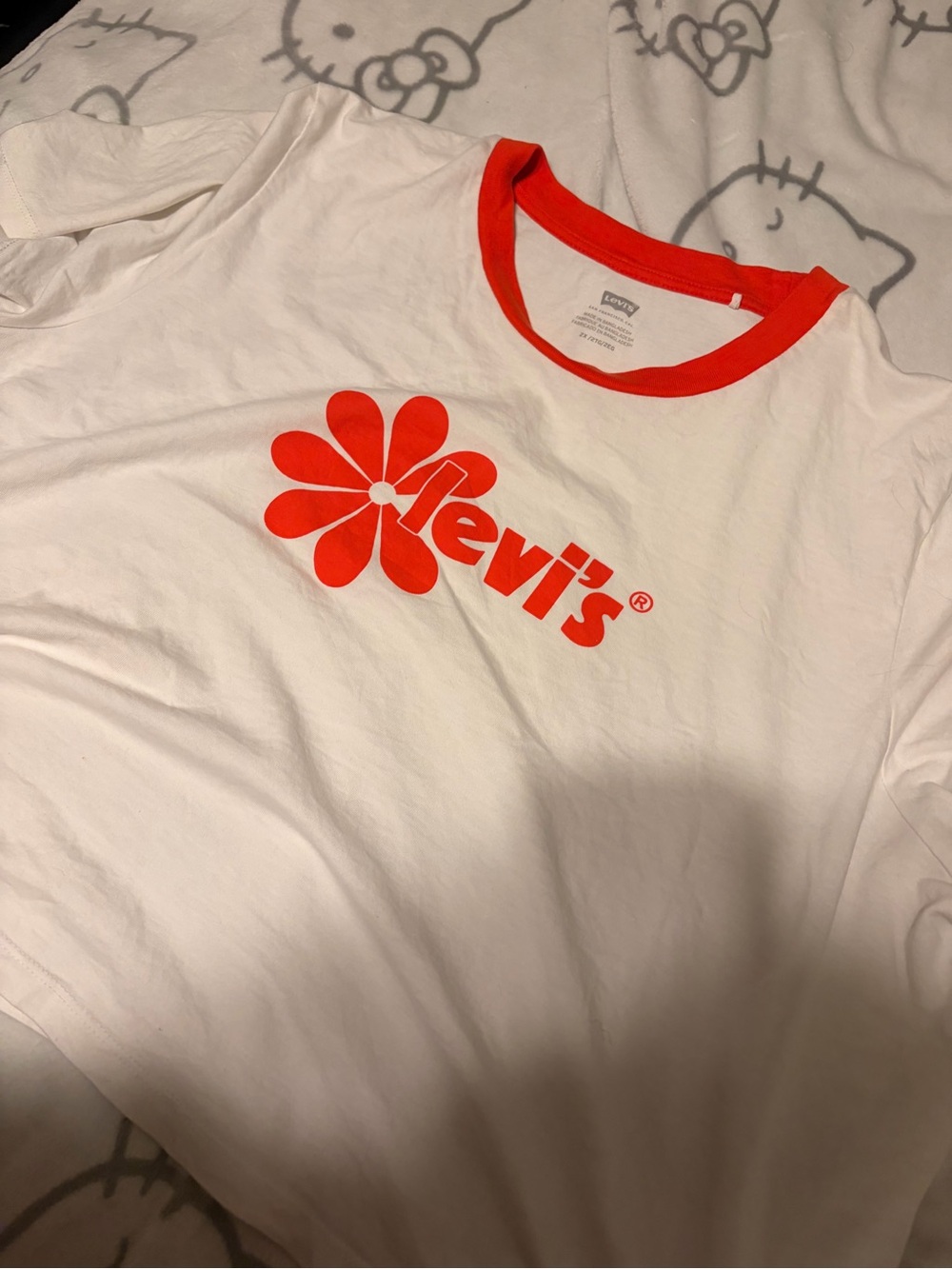 Plus Size Levi's White Tee with orange Floral Logo